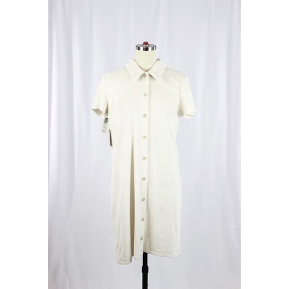 Aritzia Dresses & Skirts - NWT Aritzia WILFRED FREE Pool Birch Cotton Terry Button Up Mini Dress, Size M